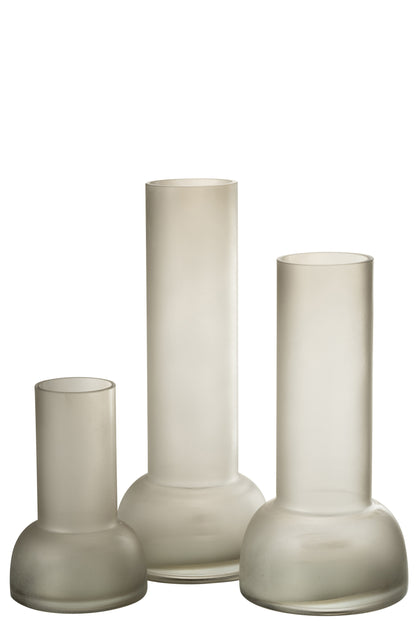 Vaas/Kaarsenhouder Yara Glas Greige Groot
