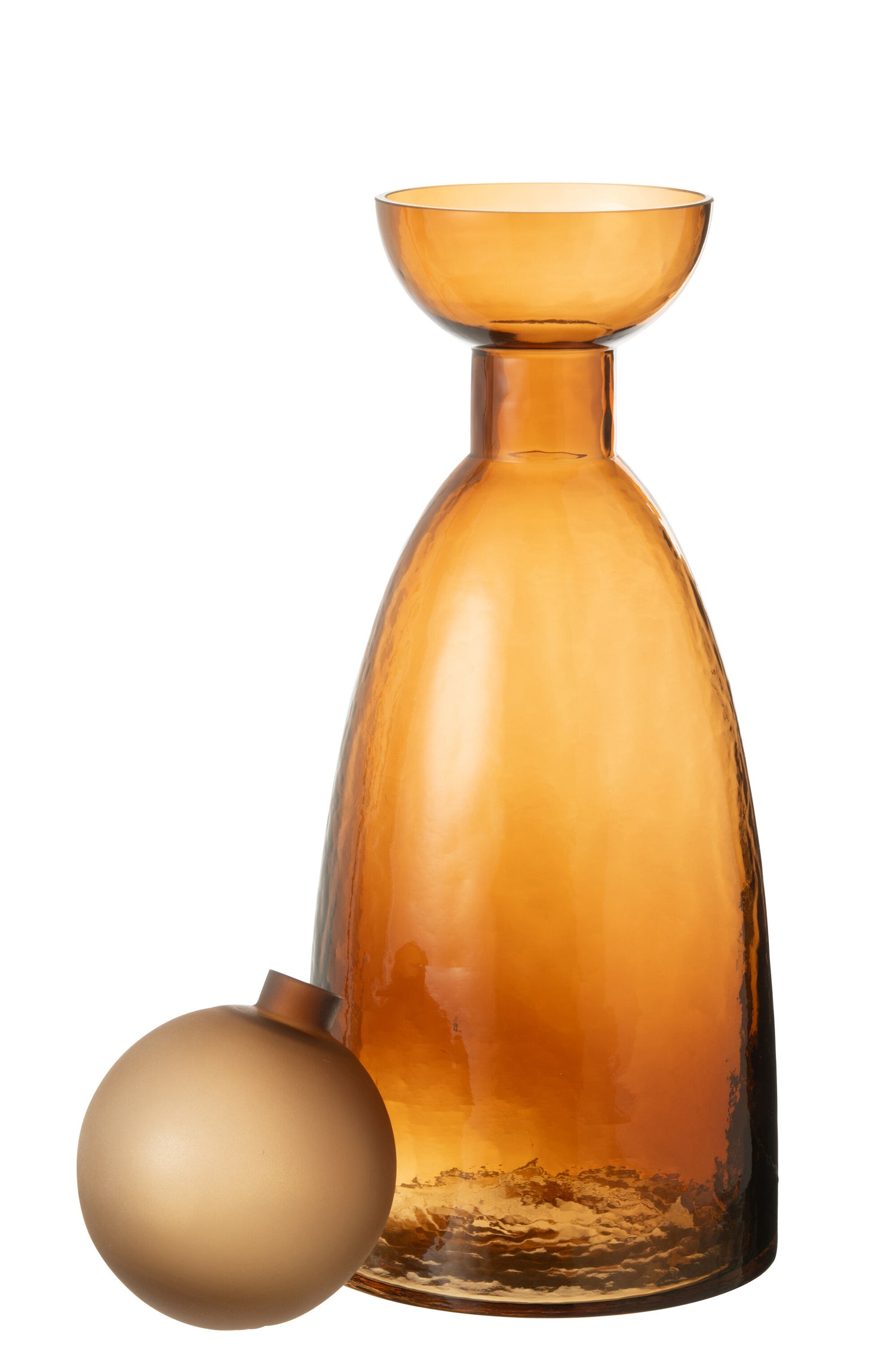 Vaas Fles+Dop Yoko Glas Bruin Groot