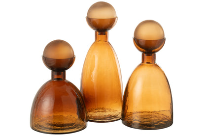 Vaas Fles+Dop Yoko Glas Bruin Groot