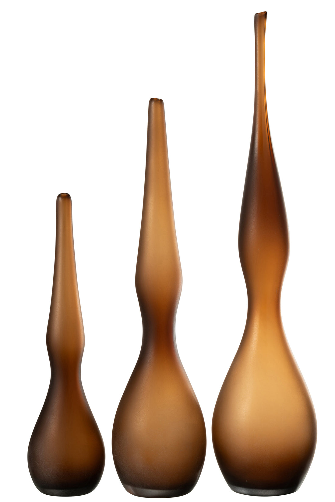 Set van 3 vazen Yoko Gebogen Fluitglas Bruin