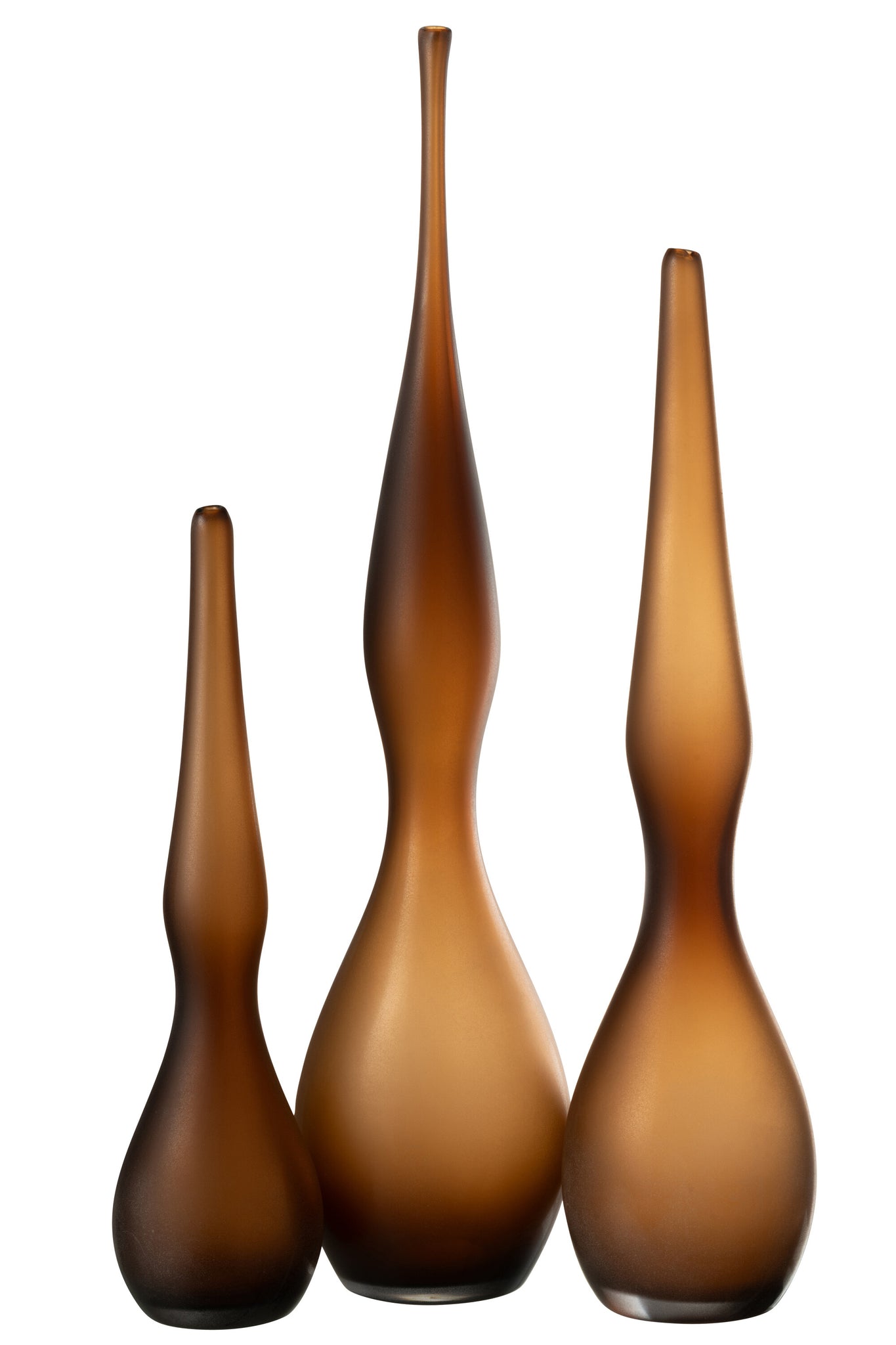 Set van 3 vazen Yoko Gebogen Fluitglas Bruin