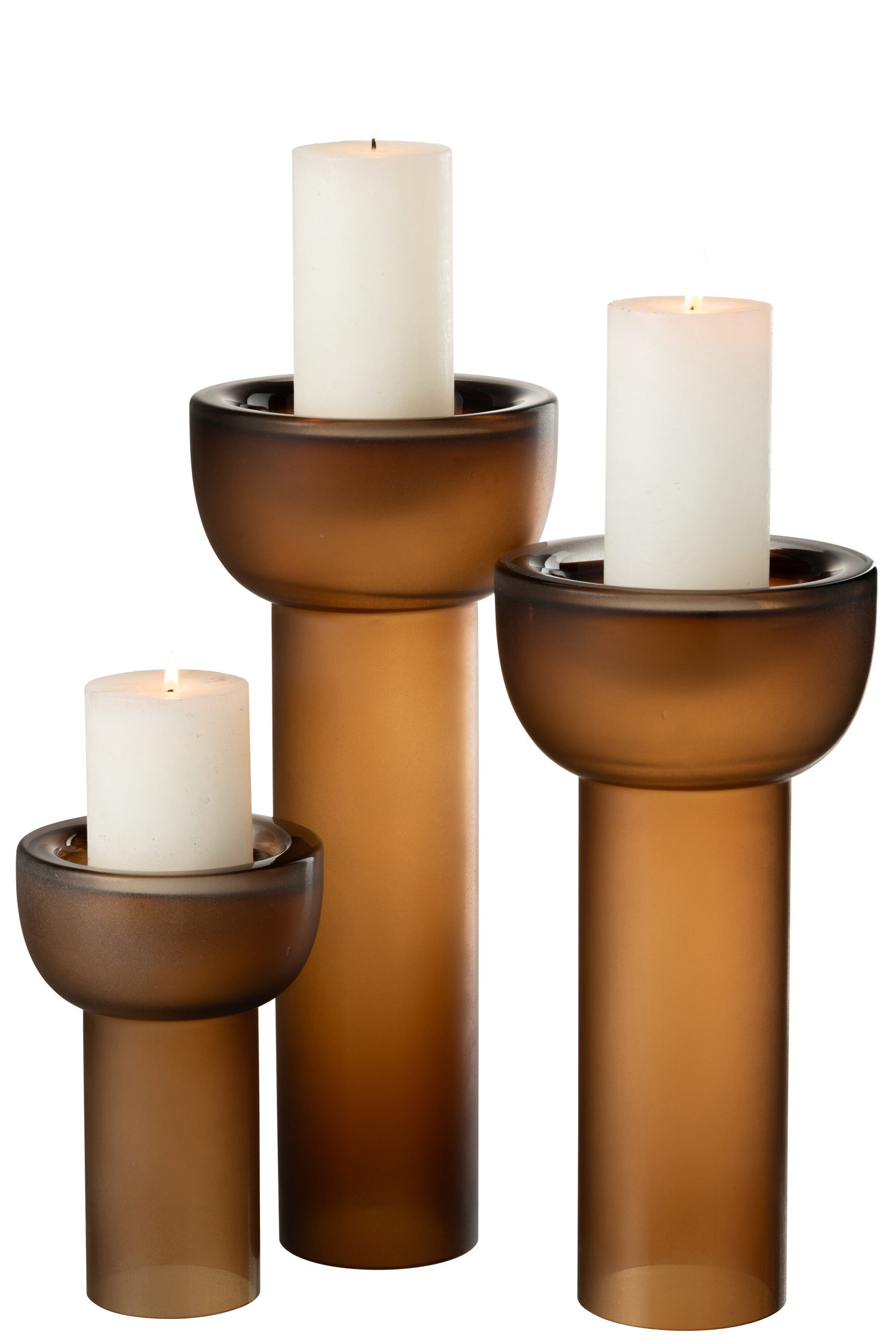 Vaas/Kaarsenhouder Yoko Glas Bruin Groot