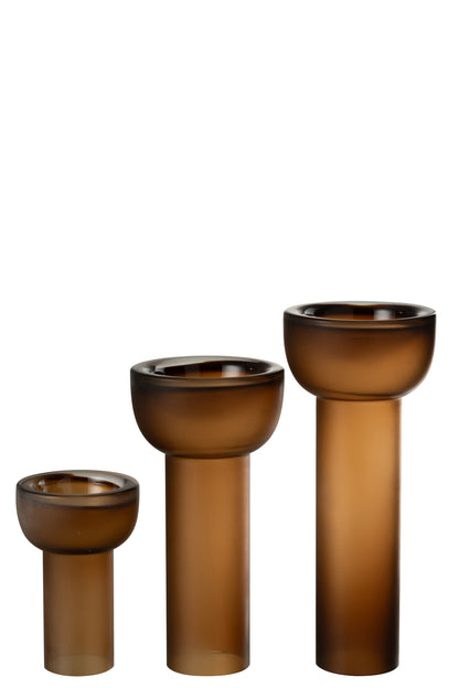 Vaas/Kaarsenhouder Yoko Glas Bruin Groot