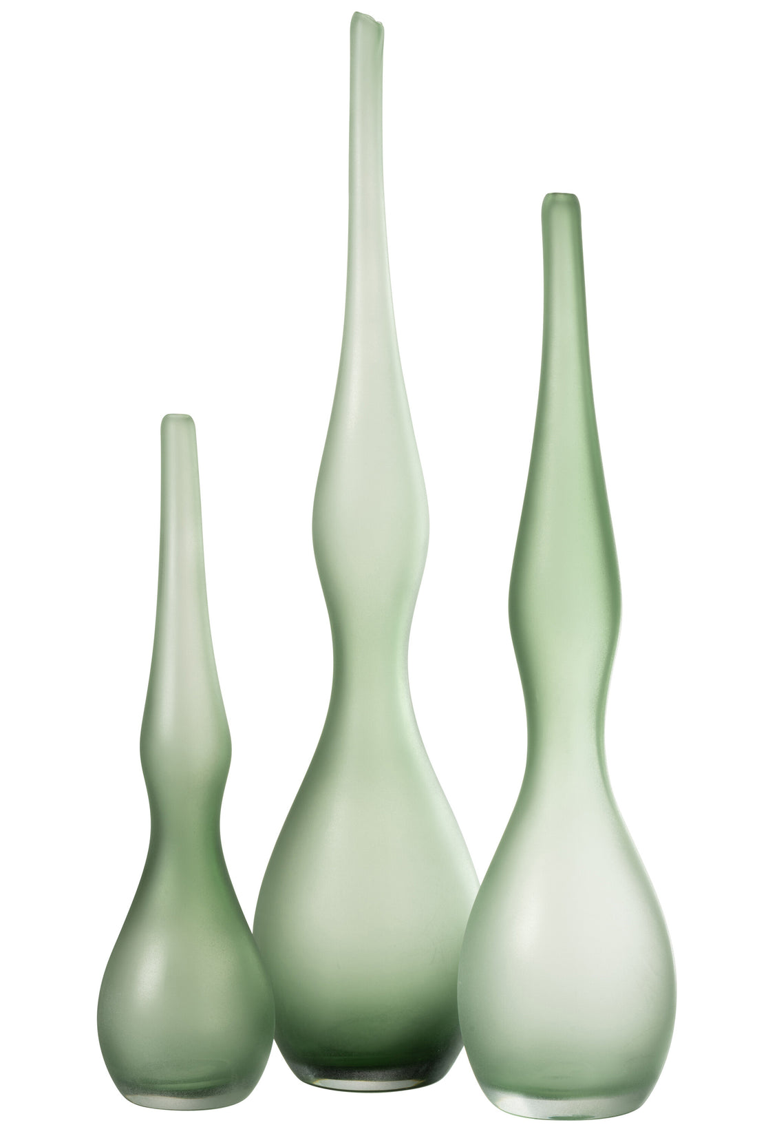 Set van 3 vazen Adria gebogen fluitglas Mint Groen