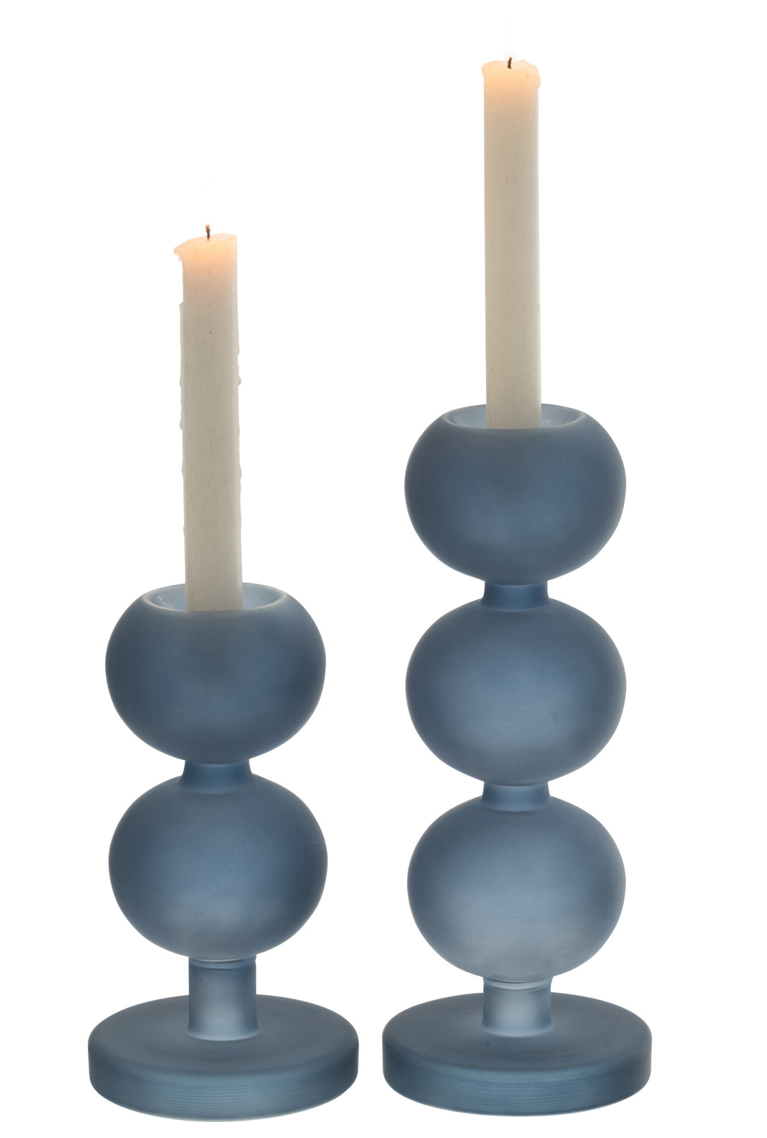 Set van 2 kaarsenhouders Malik Glas Blauw