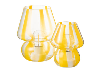 Tafellamp Strepen Glas Transparant/Geel Groot
