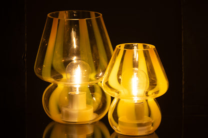 Tafellamp Strepen Glas Transparant/Geel Groot