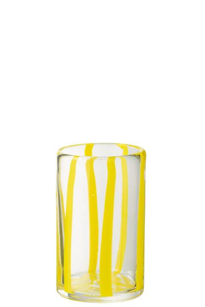 J-Line Drinkglas Gestreept Glas Transparant/Geel