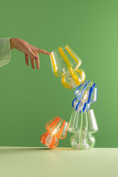 Tafellamp Strepen Glas Transparant/Oranje Klein