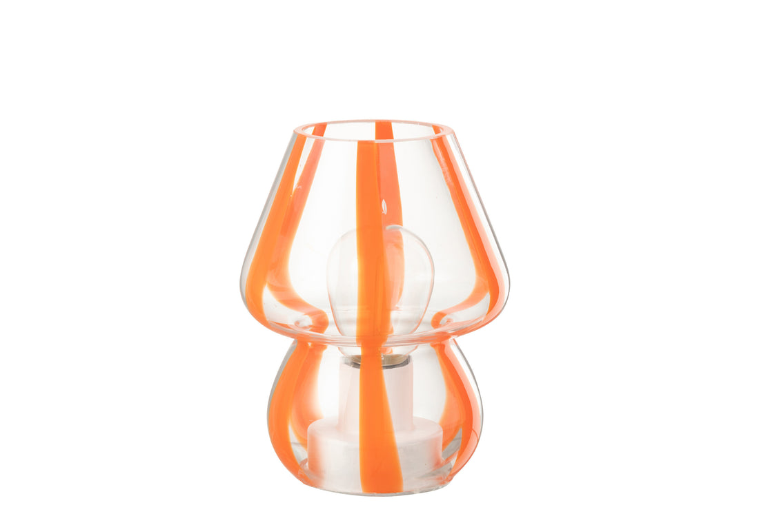 Tafellamp Strepen Glas Transparant/Oranje Klein