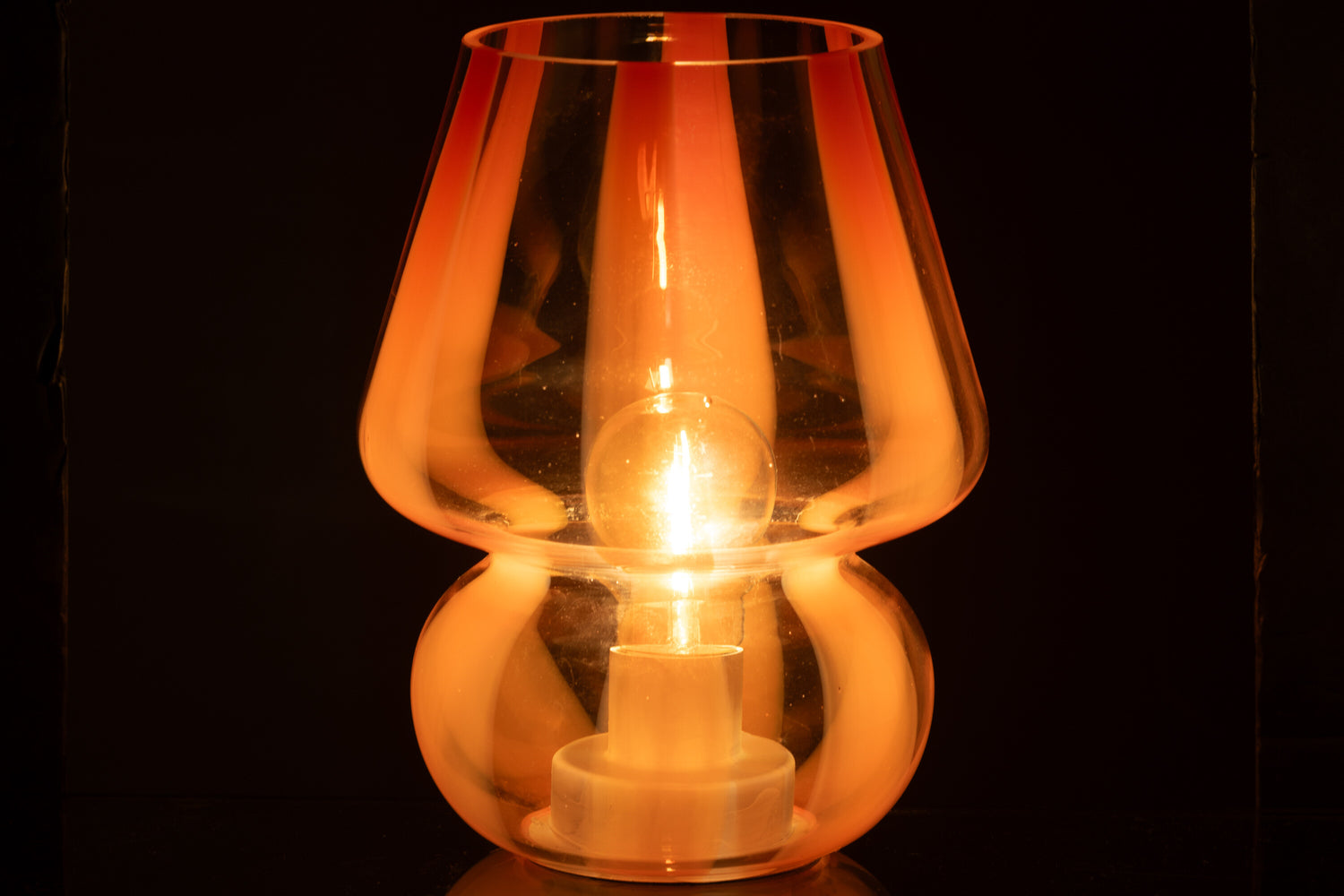 Tafellamp Strepen Glas Transparant/Oranje Groot