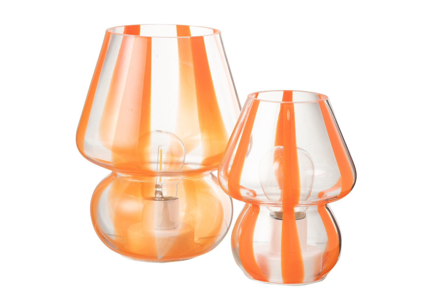 Tafellamp Strepen Glas Transparant/Oranje Groot