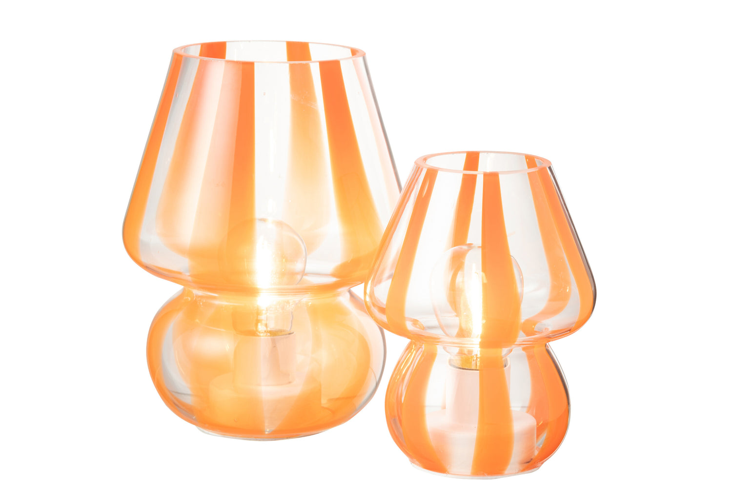 Tafellamp Strepen Glas Transparant/Oranje Groot