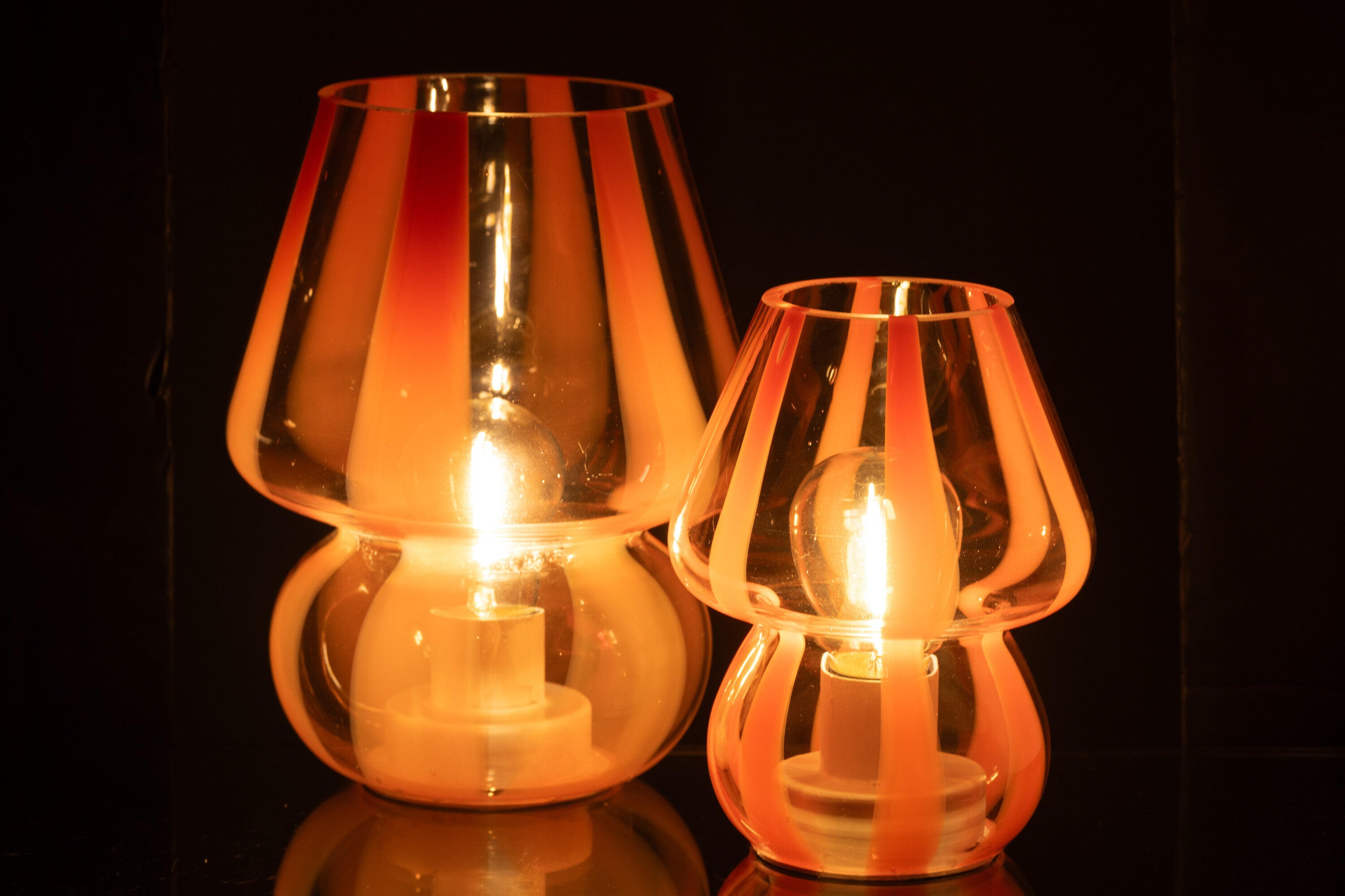 Tafellamp Strepen Glas Transparant/Oranje Groot
