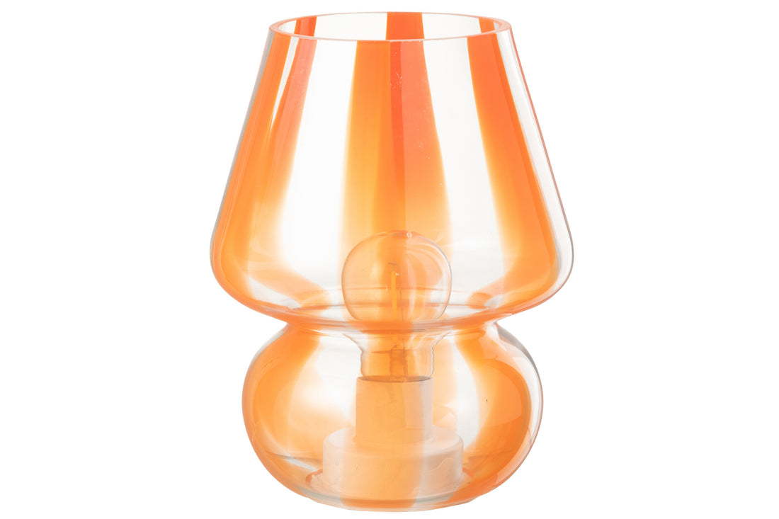 Tafellamp Strepen Glas Transparant/Oranje Groot