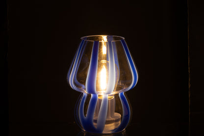 Tafellamp Strepen Glas Transparant/Blauw Klein
