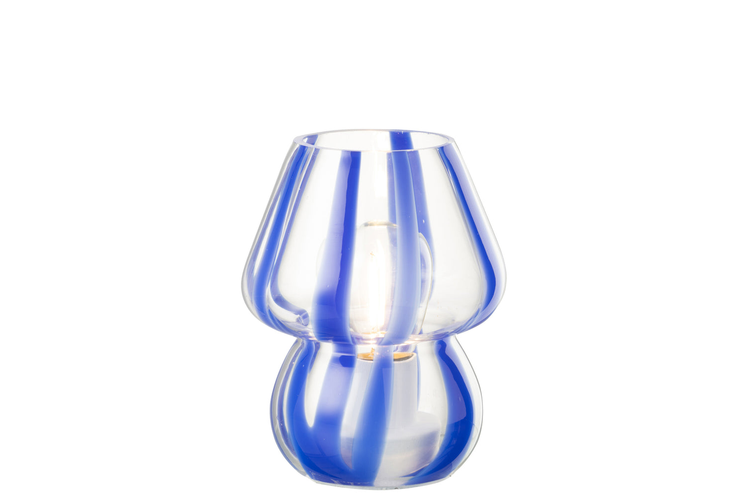 Tafellamp Strepen Glas Transparant/Blauw Klein
