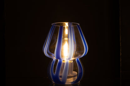 Tafellamp Strepen Glas Transparant/Blauw Klein