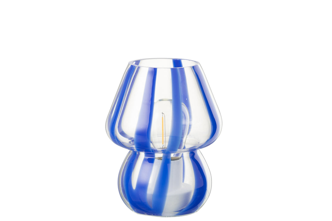 Tafellamp Strepen Glas Transparant/Blauw Klein