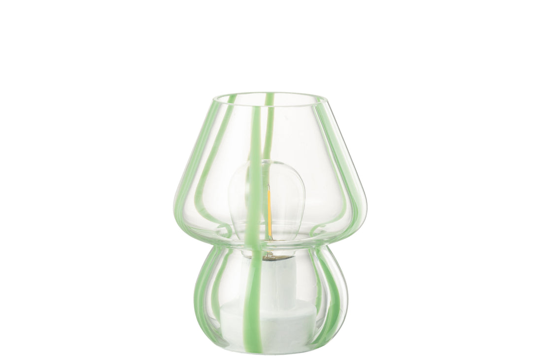 Tafellamp Strepen Glas Transparant/Groen Klein