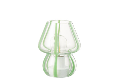Tafellamp Strepen Glas Transparant/Groen Klein