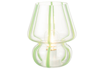 Tafellamp Strepen Glas Transparant/Groen Groot