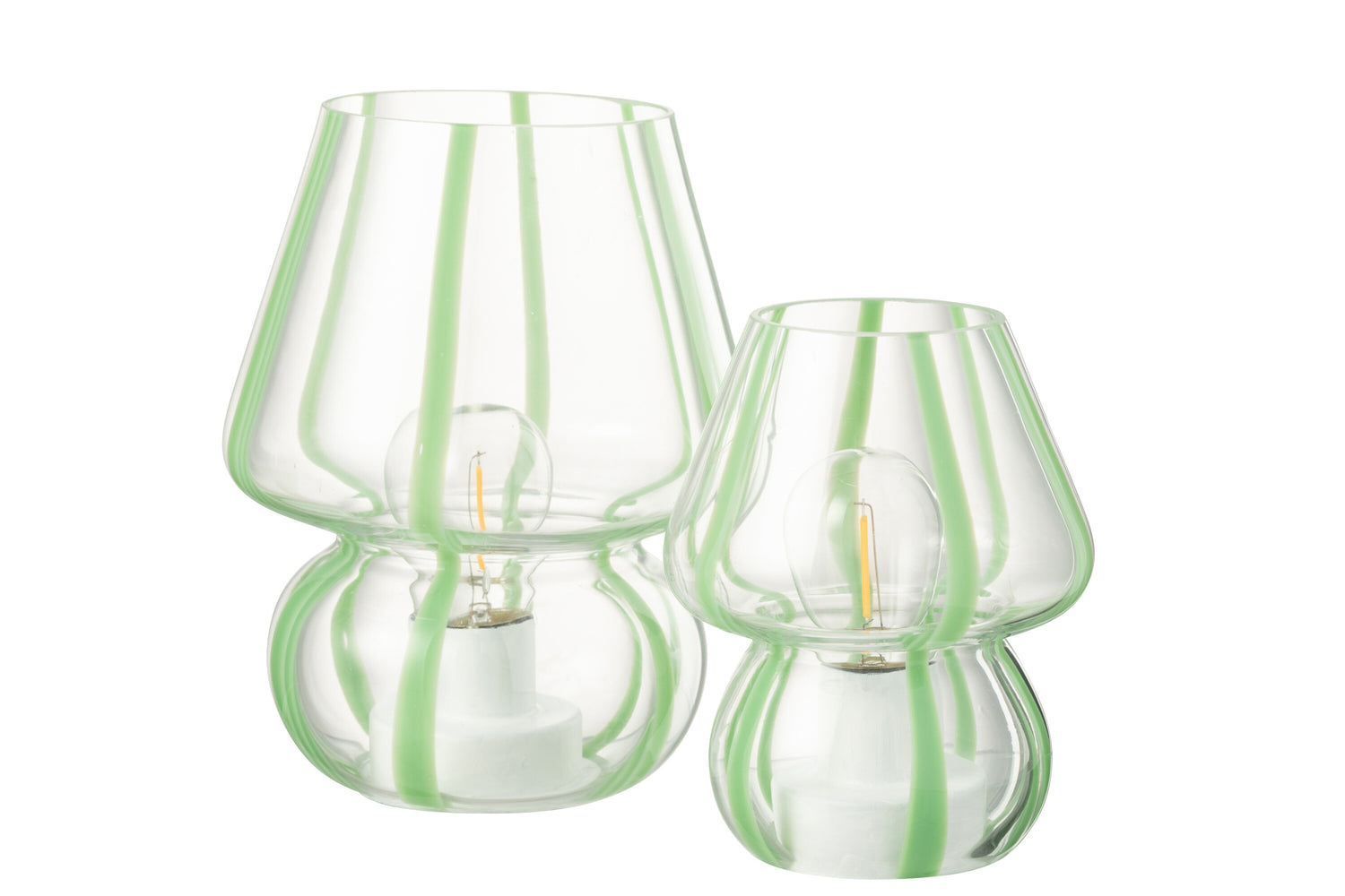 Tafellamp Strepen Glas Transparant/Groen Groot