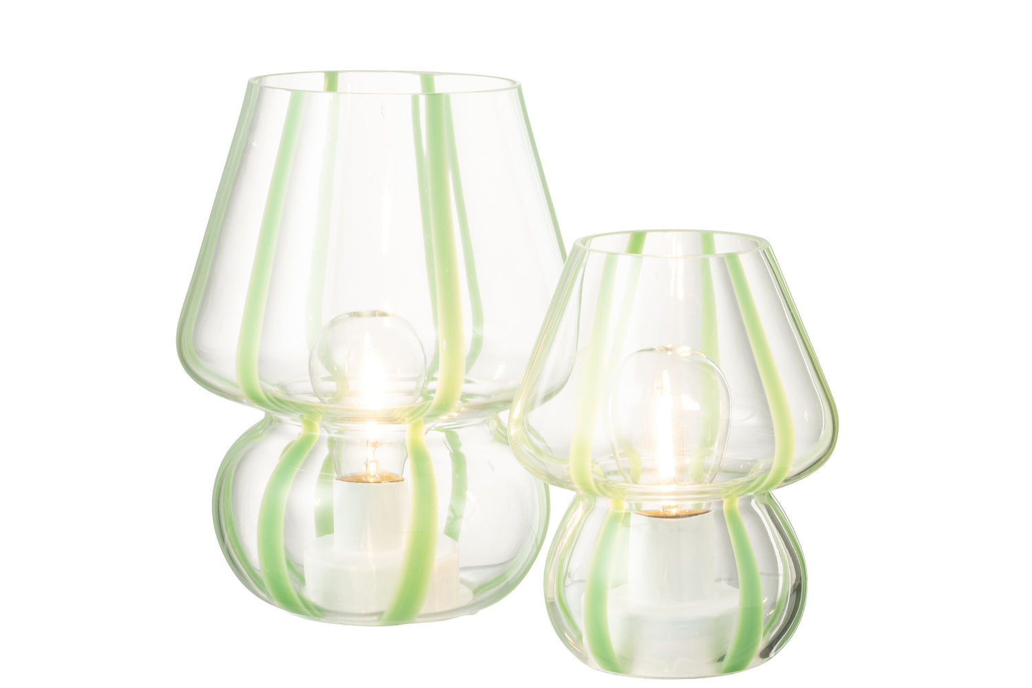 Tafellamp Strepen Glas Transparant/Groen Groot