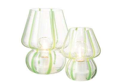 Tafellamp Strepen Glas Transparant/Groen Groot