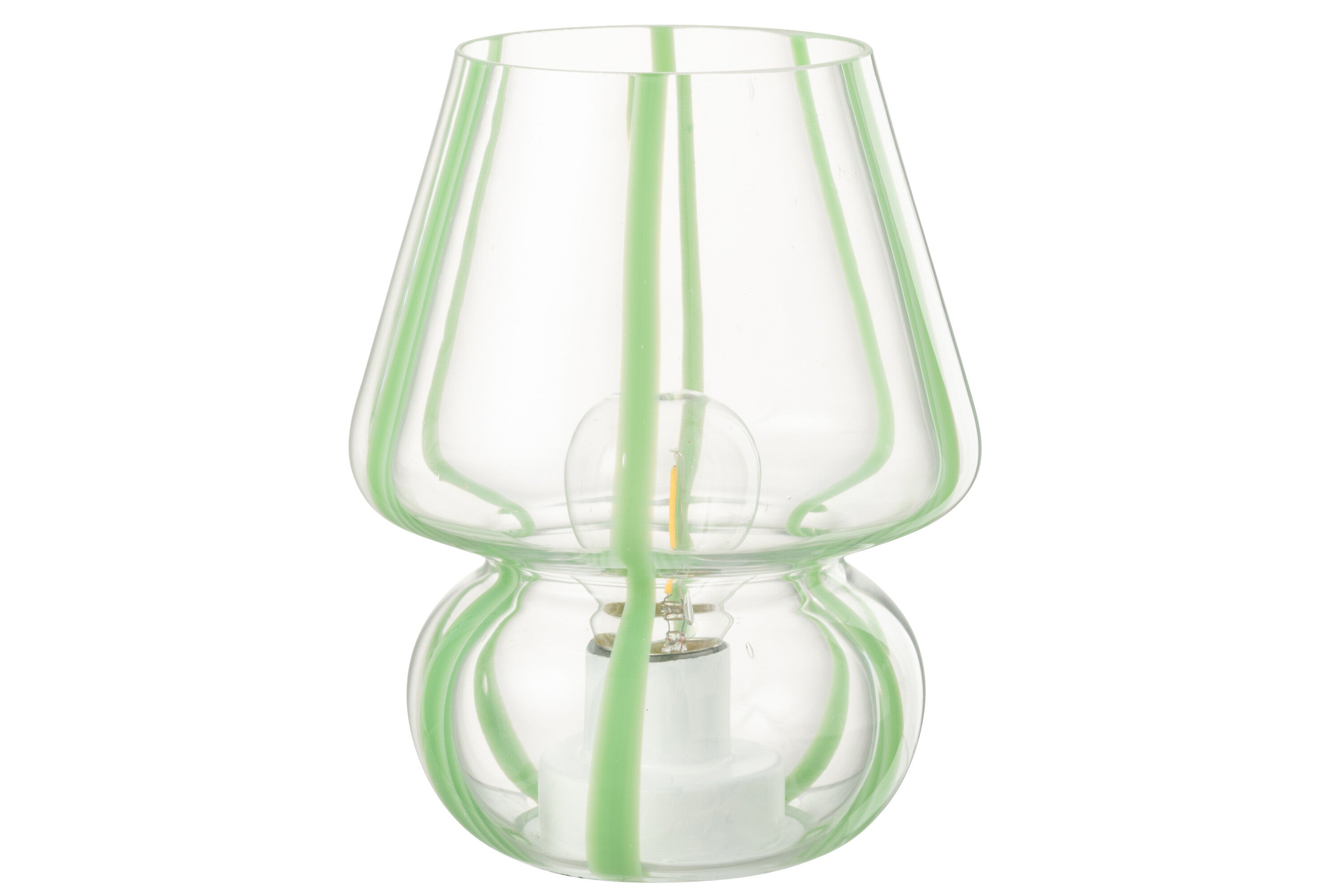 Tafellamp Strepen Glas Transparant/Groen Groot