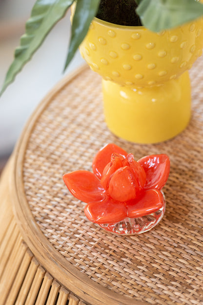 Bloemen Glas Rood/Geel/Oranje Assortiment Van 3