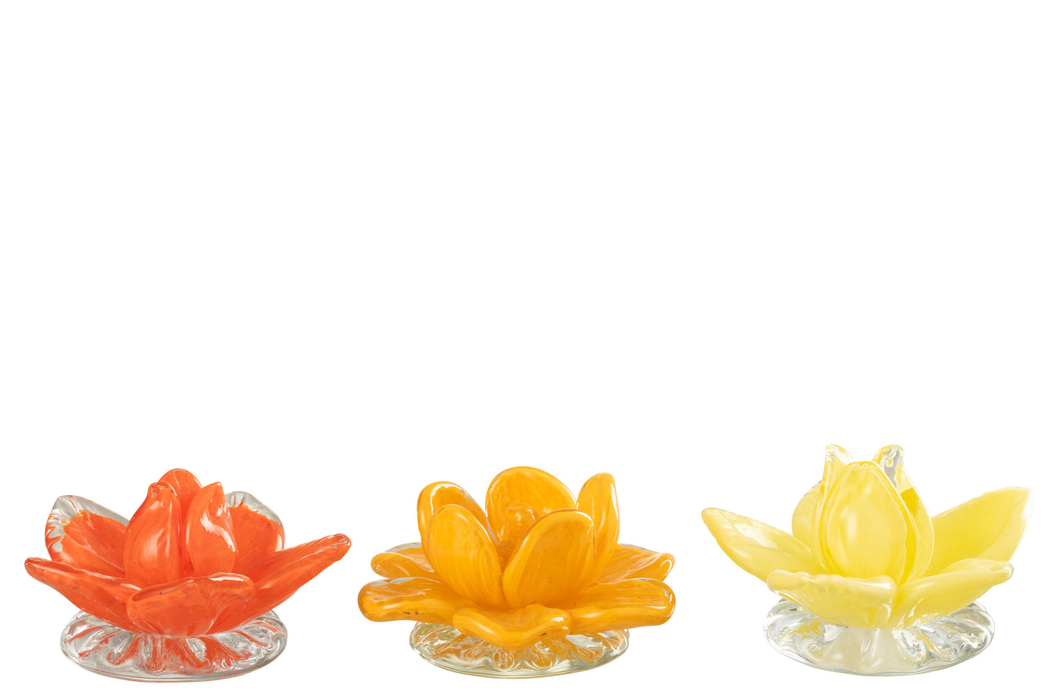 Bloemen Glas Rood/Geel/Oranje Assortiment Van 3