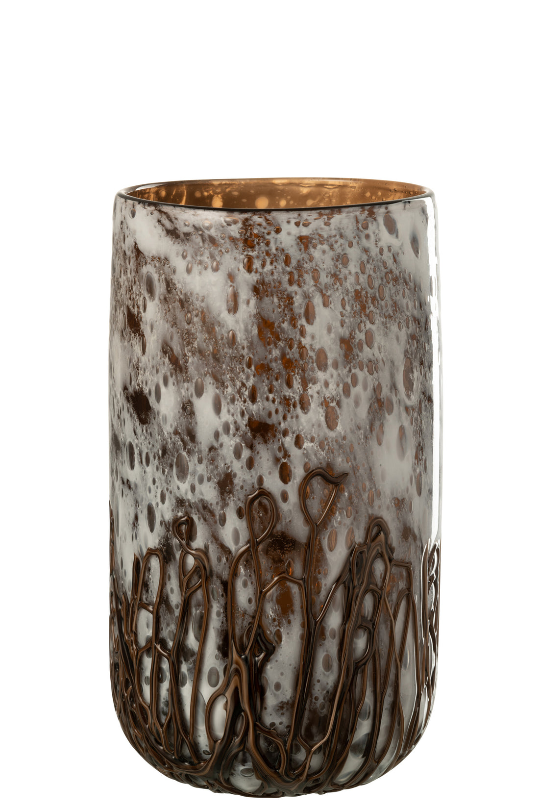 Vaas/Kaarsenhouder Petra Glas Bruin/Wit Klein