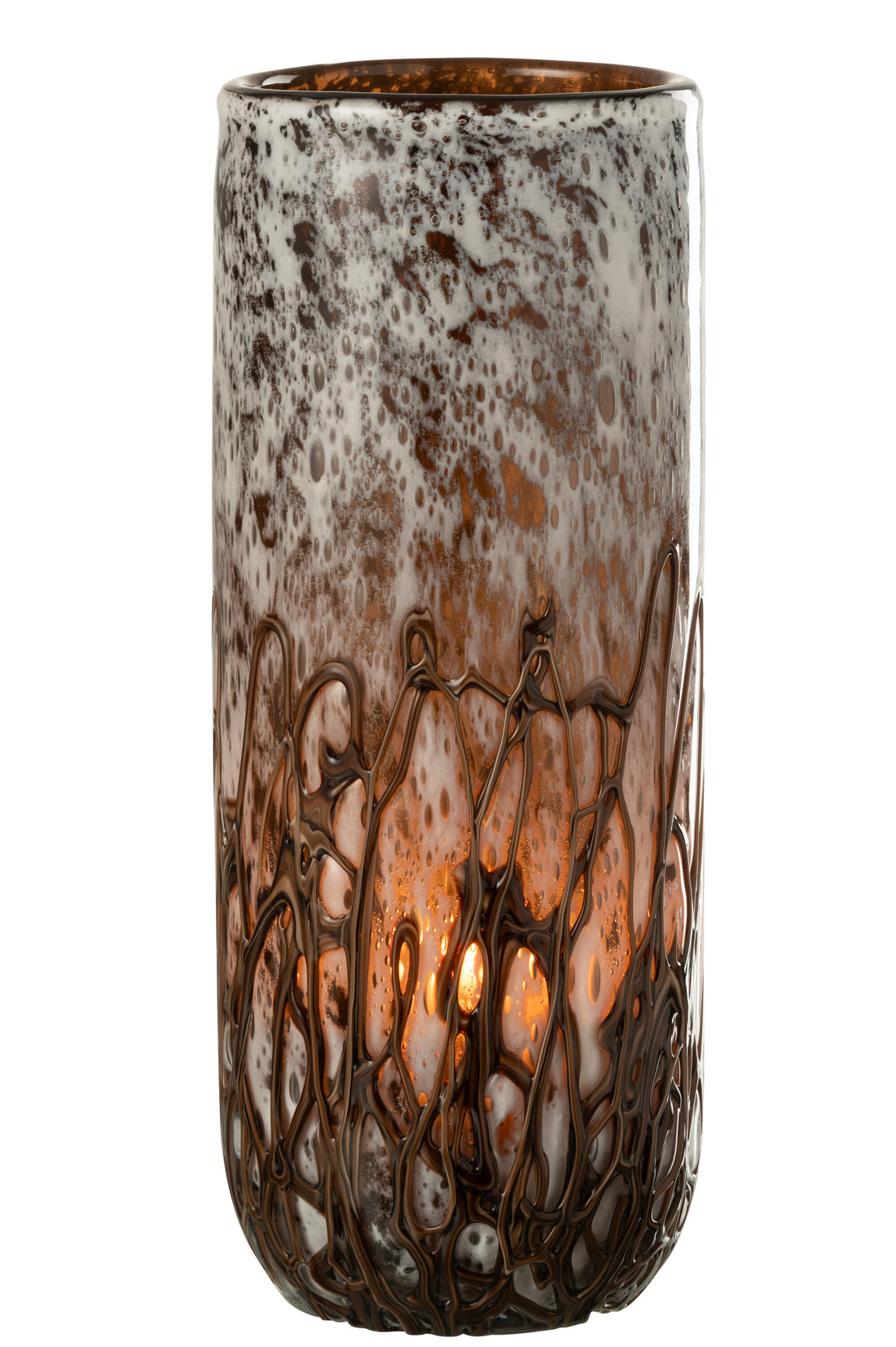 Vaas/Kaarsenhouder Petra Glas Bruin/Wit Groot