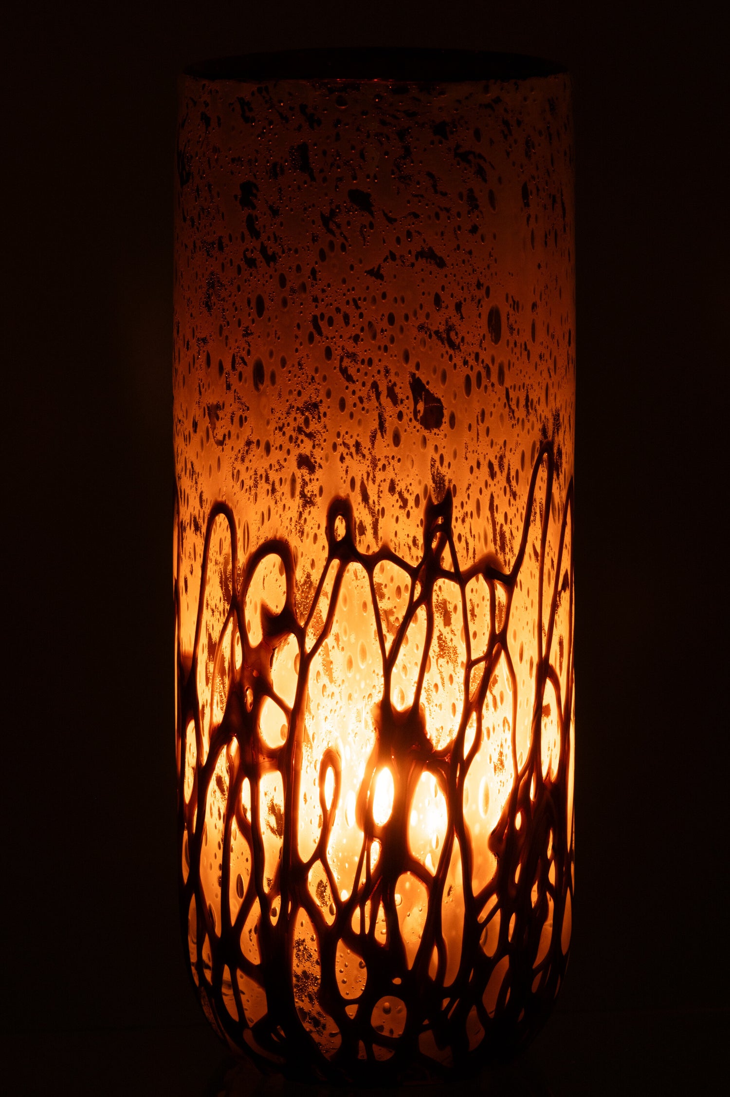 Vaas/Kaarsenhouder Petra Glas Bruin/Wit Groot