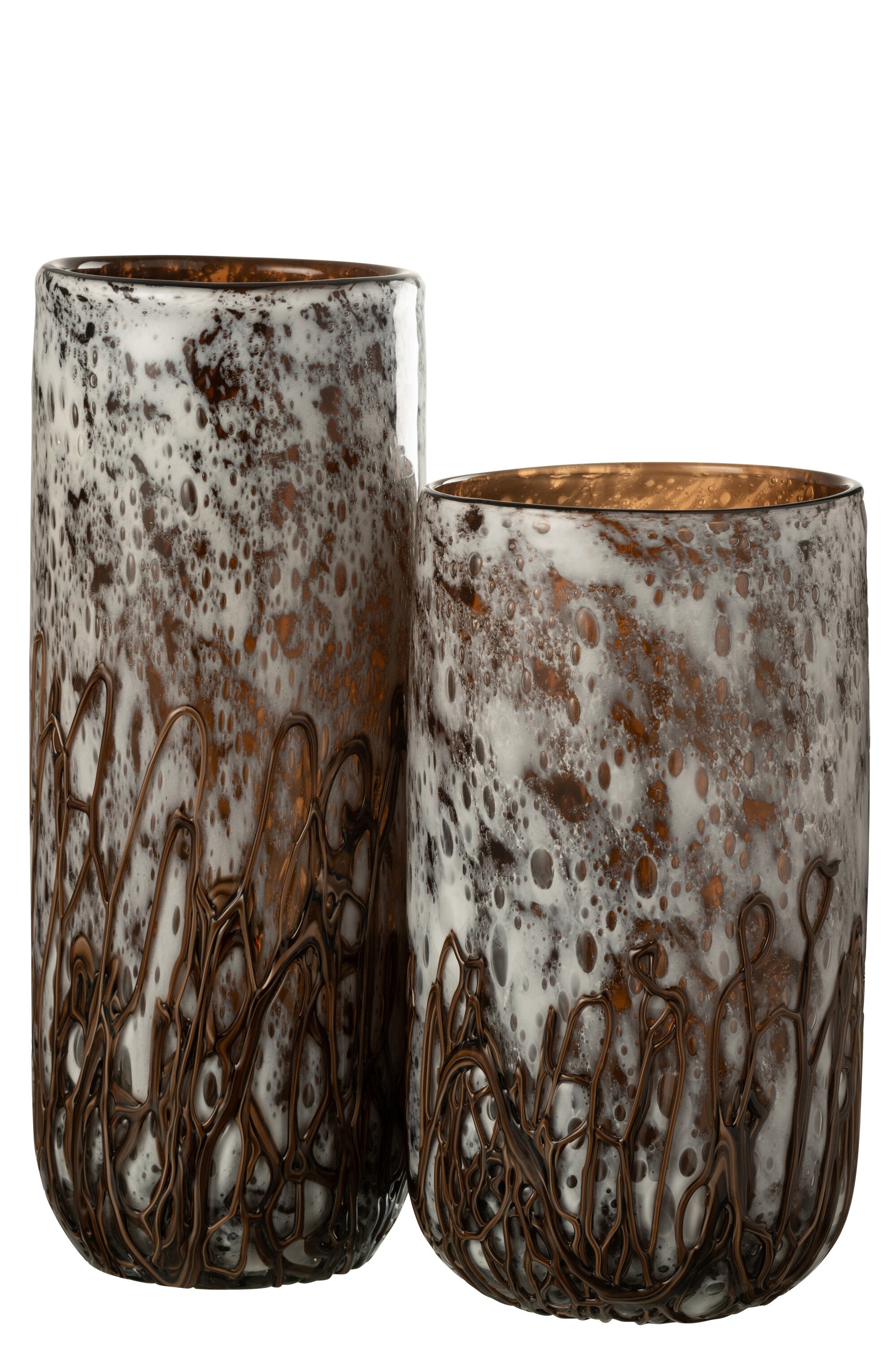 Vaas/Kaarsenhouder Petra Glas Bruin/Wit Groot