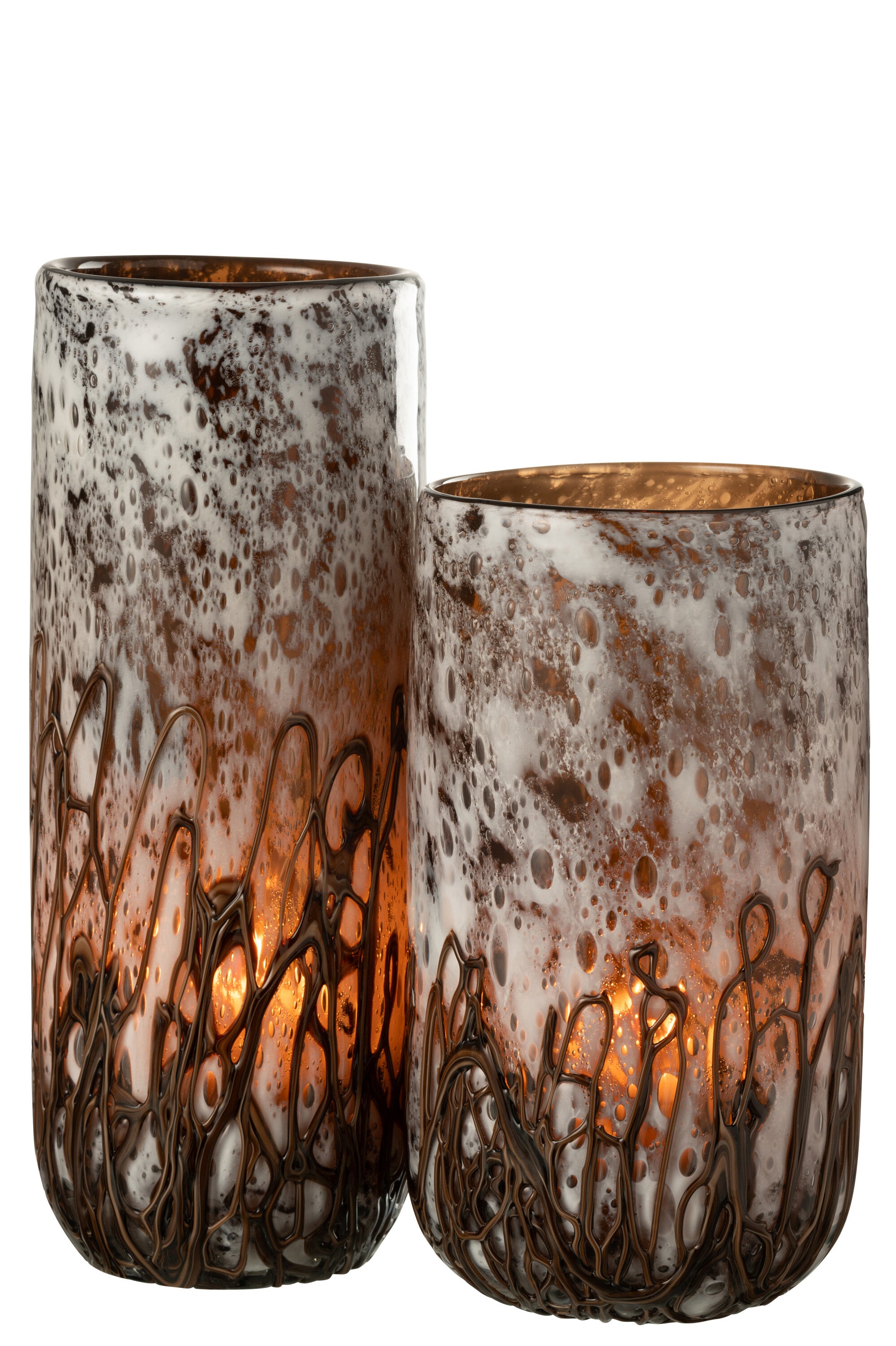 Vaas/Kaarsenhouder Petra Glas Bruin/Wit Groot