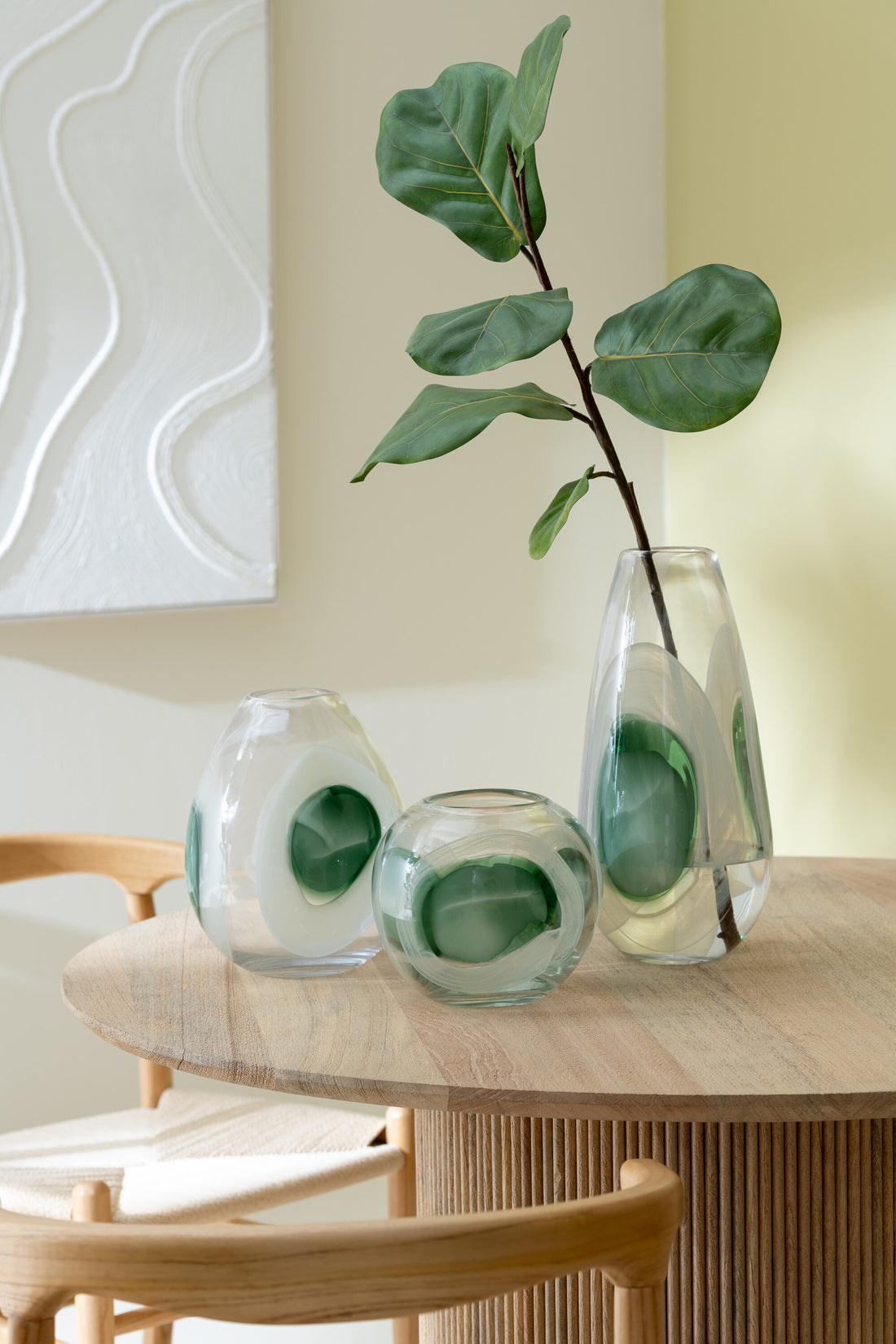 Vaas Livy Glas Groen/Wit/Transparant Klein
