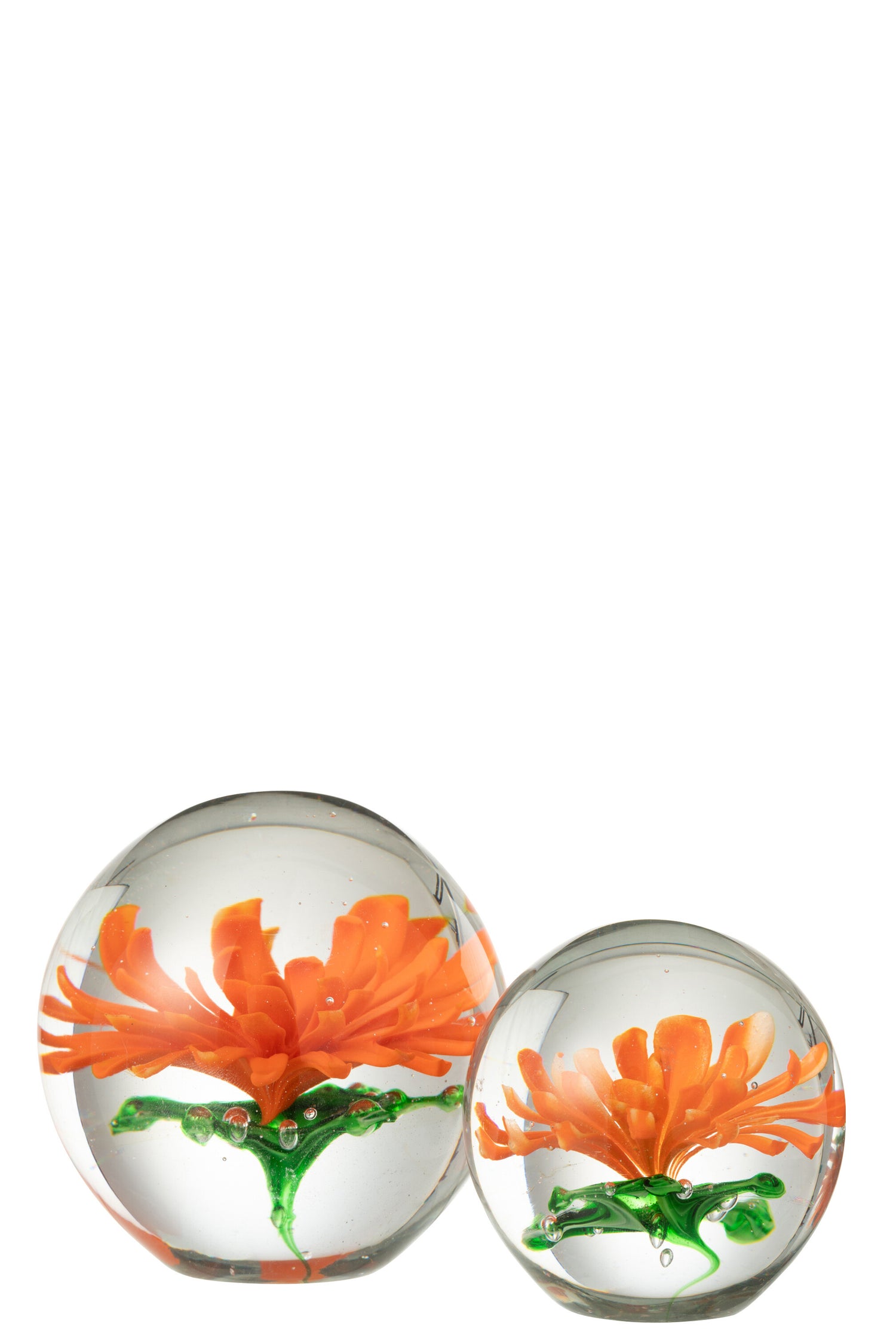 Papiergewicht Aster Ronde Glas Transparant/Rood Groot