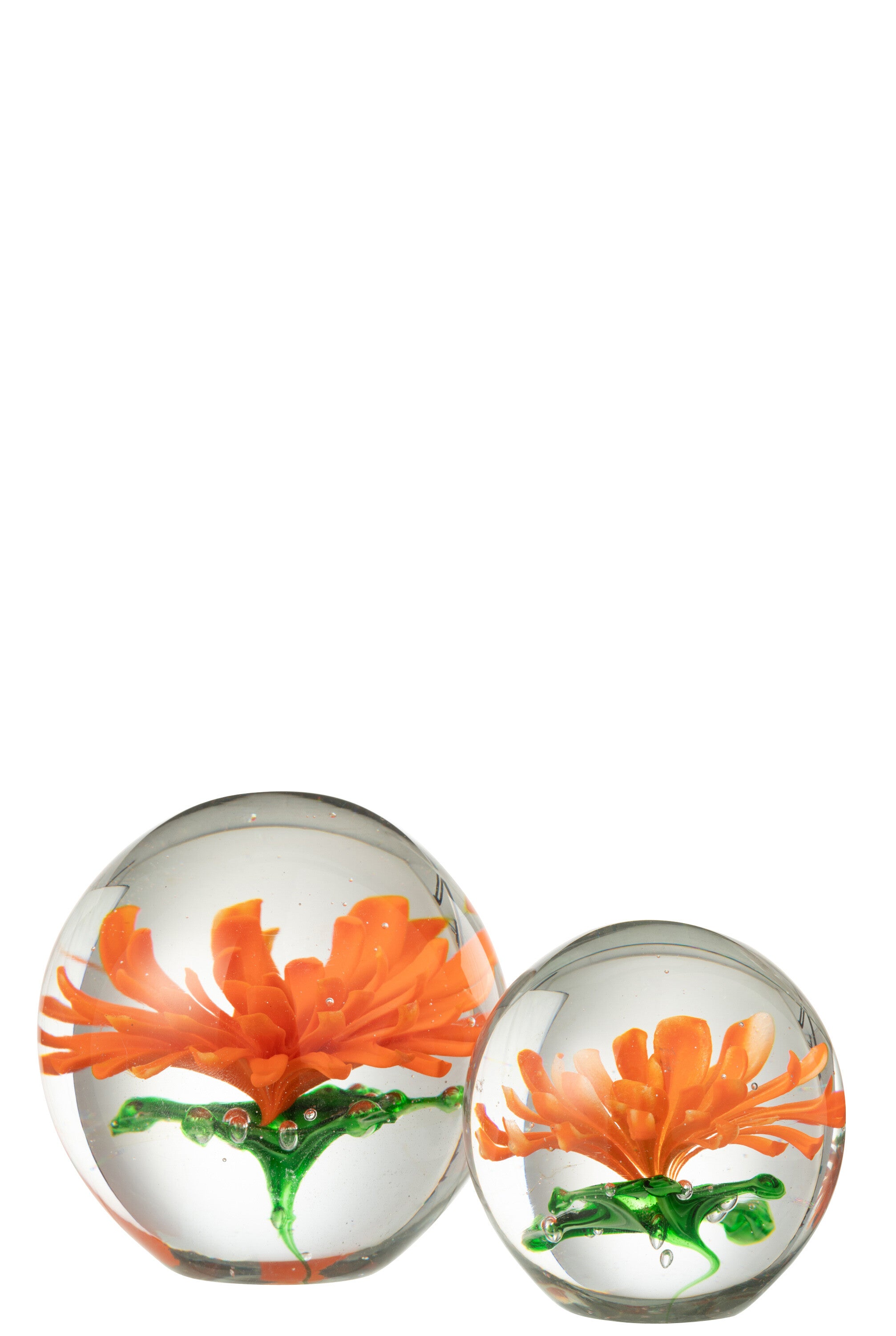 Papiergewicht Aster Ronde Glas Transparant/Rood Groot