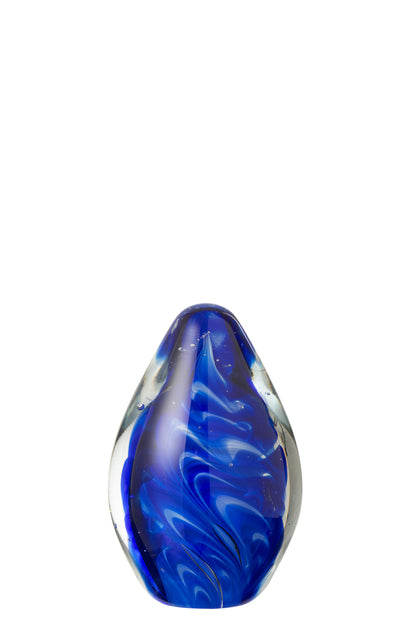 Presse papier Polypus Ovaal Glas Transparant/Blauw Klein