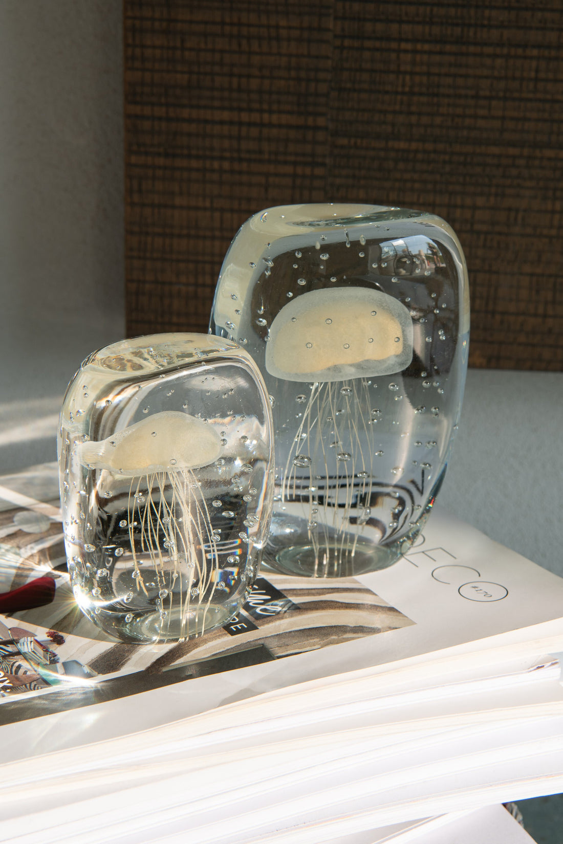 Papiergewicht Calypso Driehoek Glas Transparant/Beige Klein