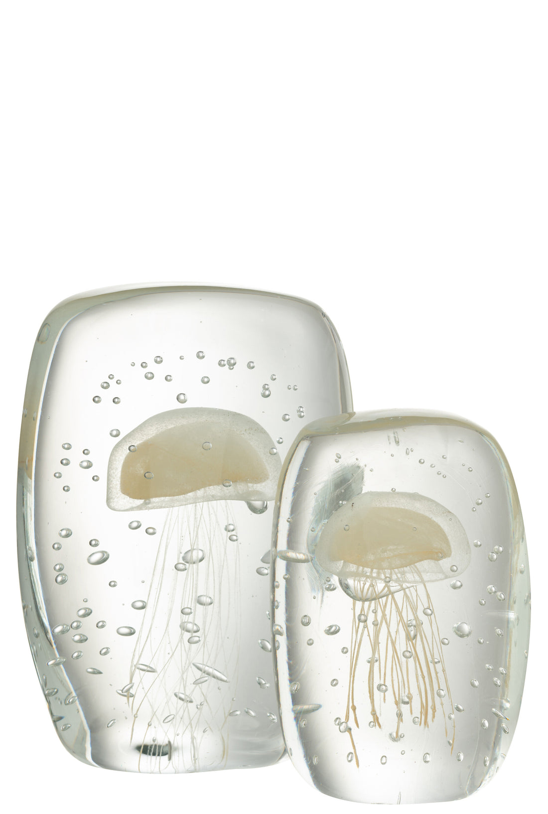 Papiergewicht Calypso Vierkant Glas Transparant/Beige Groot