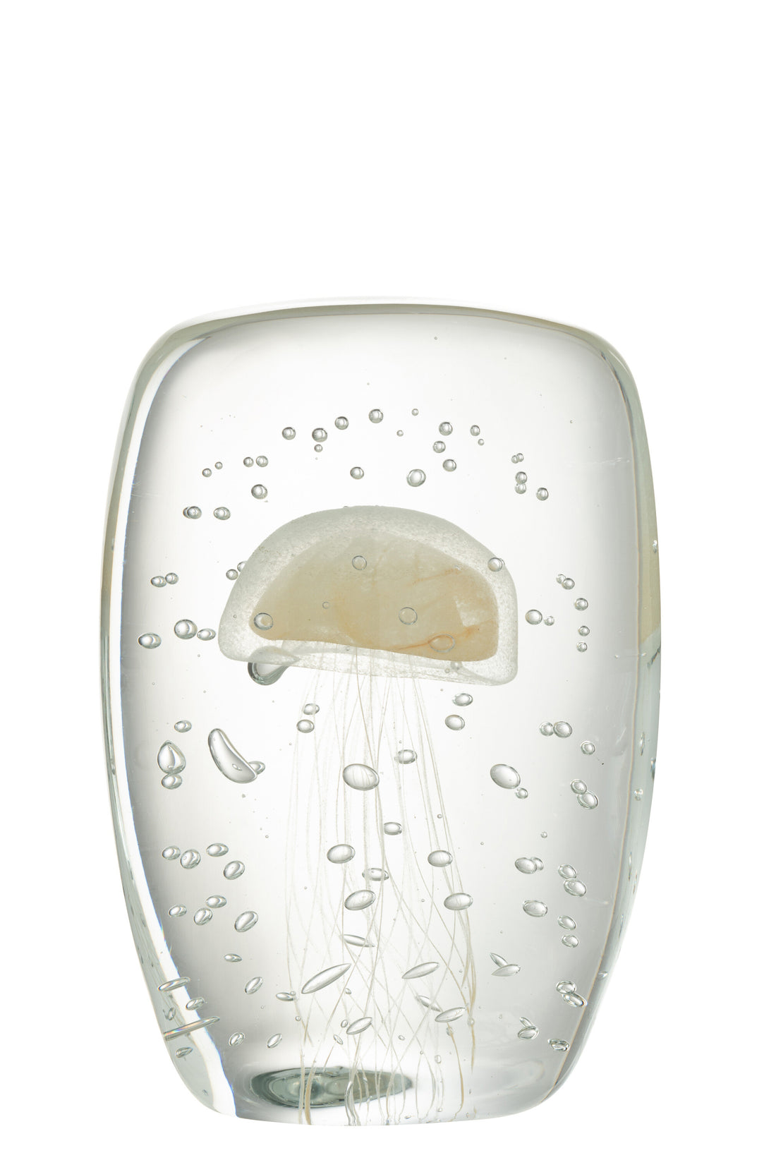 Papiergewicht Calypso Vierkant Glas Transparant/Beige Groot