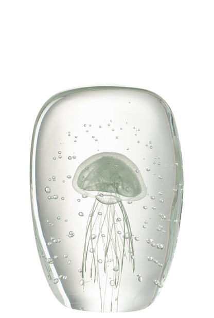 Papiergewicht Calypso Vierkant Glas Transparant/Groen Groot