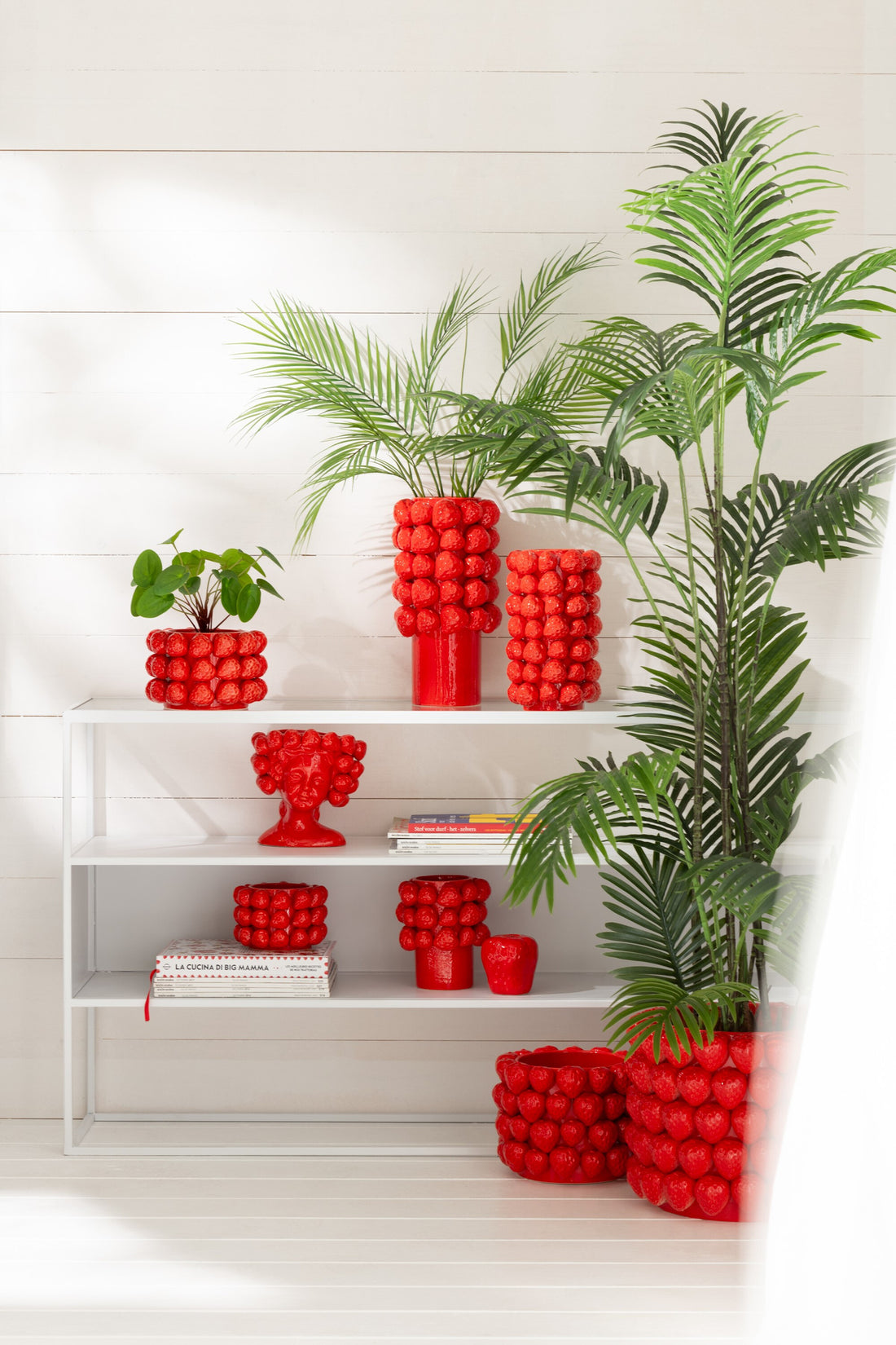 Bloempot Aardbeien Keramiek Rood Klein