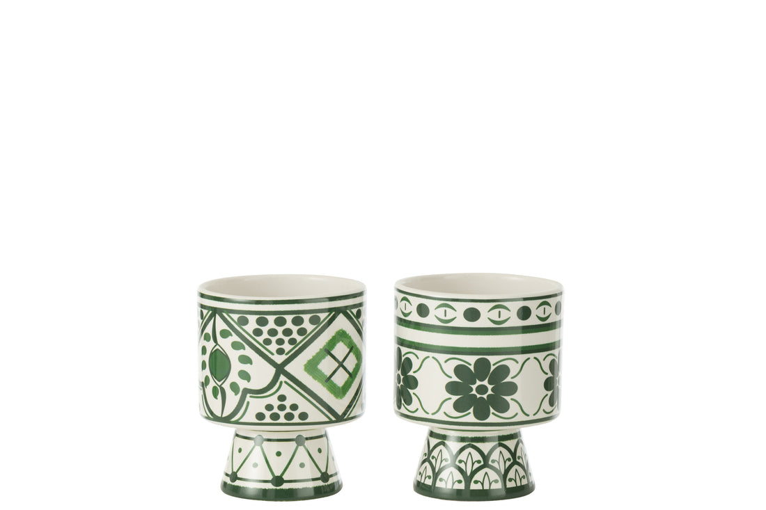 Bloempot Rhodes Keramiek Groen Klein Assortiment Van 2