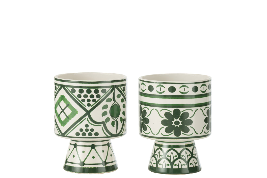 Bloempot Rhodes Keramiek Groen Medium Assortiment Van 2