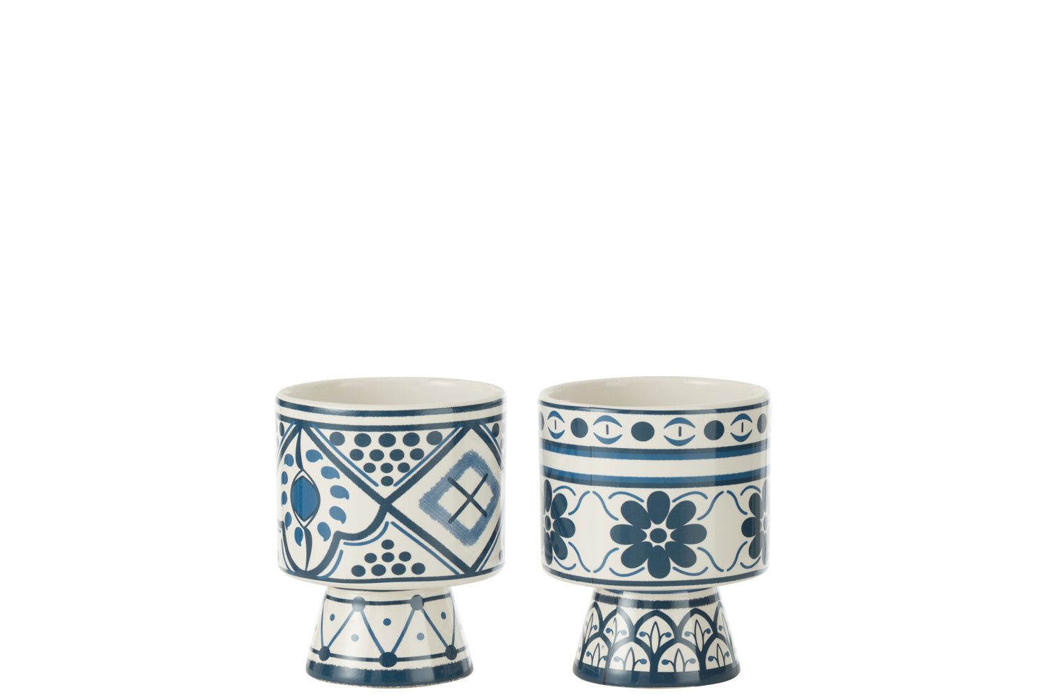 Bloempot Mykonos Keramiek Blauw Klein Assortiment Van 2