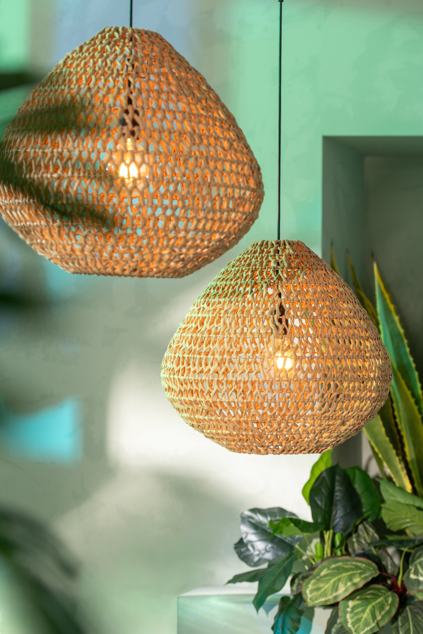 Plafondlamp Gevlochten Metaal Natuurlijk